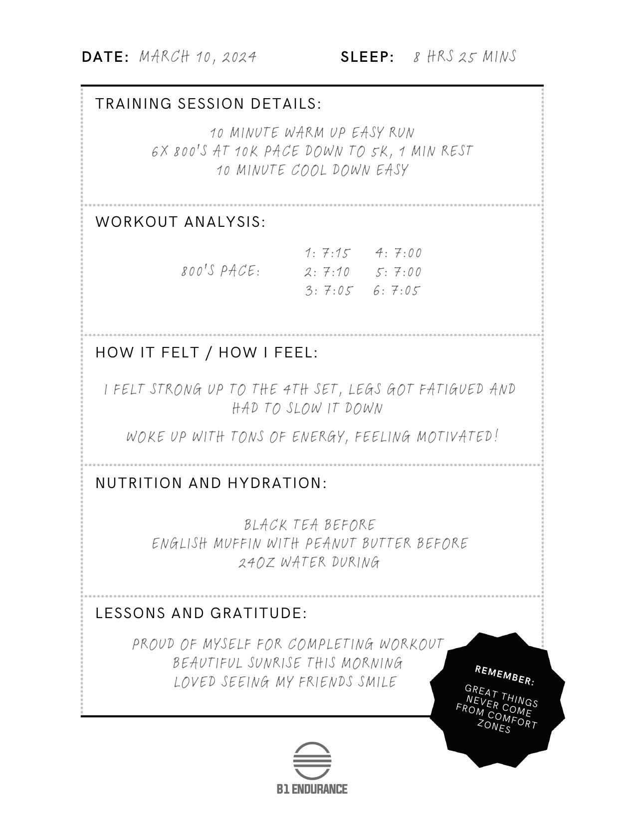 Sample filled-in page